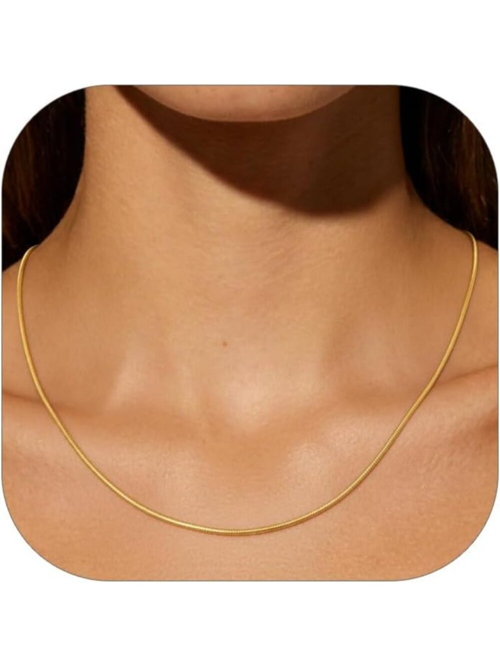 Elegant Snake Chain Necklace - 14K Gold Plated, Multiple Sizes for Women